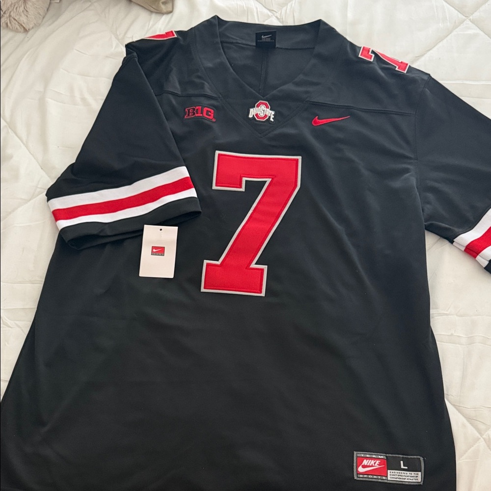 Stroud (Ohio State Buckeyes) Nike Black Jersey (Red Number 7)
